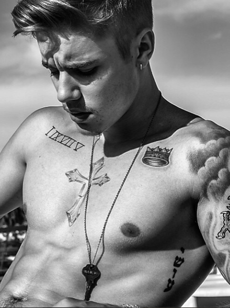 Justin Bieber Topless Tattoos 