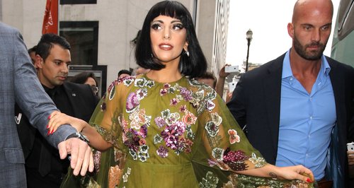 Lady Gaga wearing a floral dress