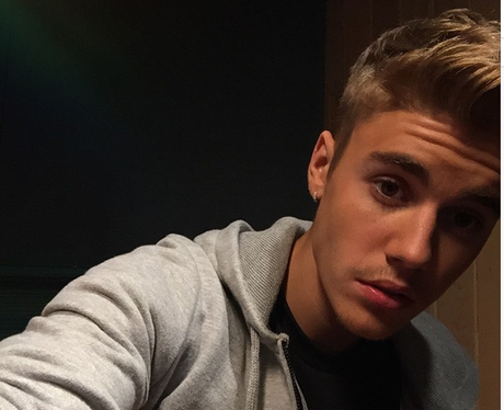 Justin Bieber with a moustache