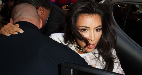 Kim Kardashian pushed by crowd