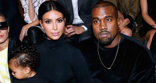 Kim Kardashian, Kanye West and North Front Row