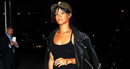 Rihanna wearign an all black outfit