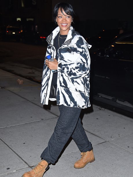 Rihanna arriving at the studio 