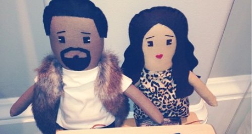 Kim Kardashian and Kanye West dolls