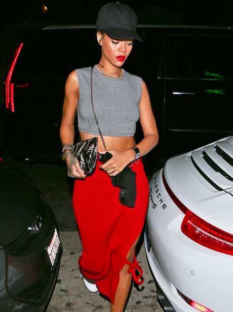 Rihanna wearing a crop top