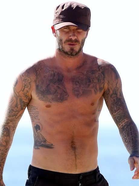 David Beckham topless