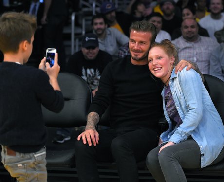 David Beckham poses with fan