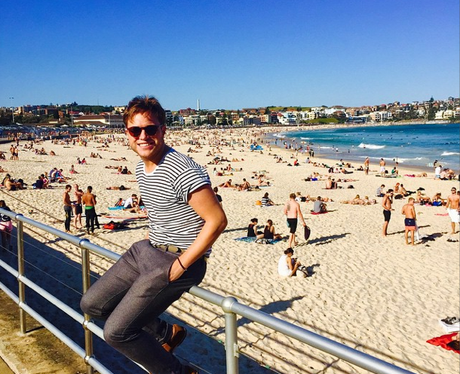 Olly Murs on the beach in Australia