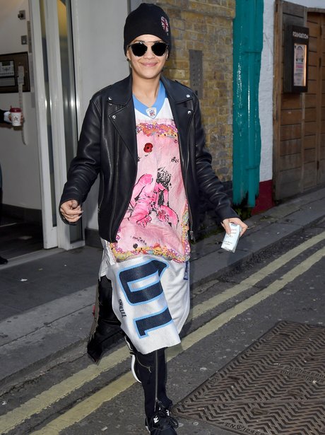 Rita Ora wearing a strange outfit