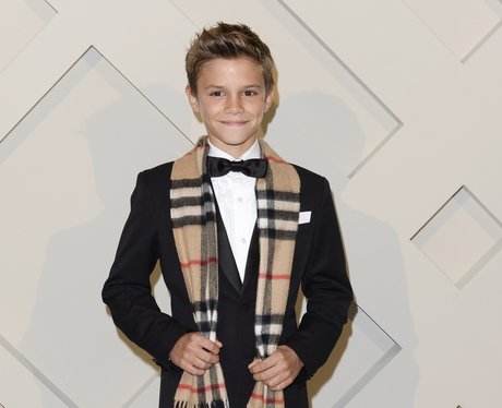 David, Victoria and Romeo Beckham Burberry launch