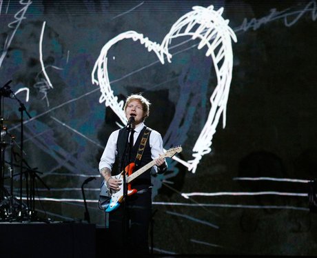 Ed sheeran performing at the Royal Variety