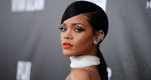 Rihanna with Red Lips and Piercings
