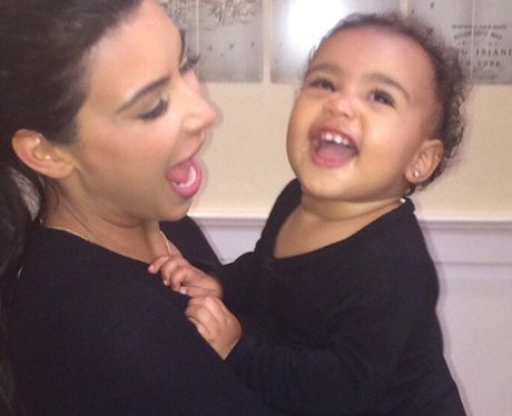 Kim Kardashian and North West laughing