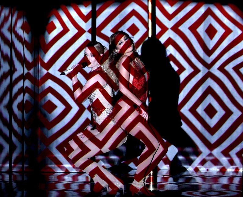 Iggy Azalea and Jennifer Lopez on stage American M