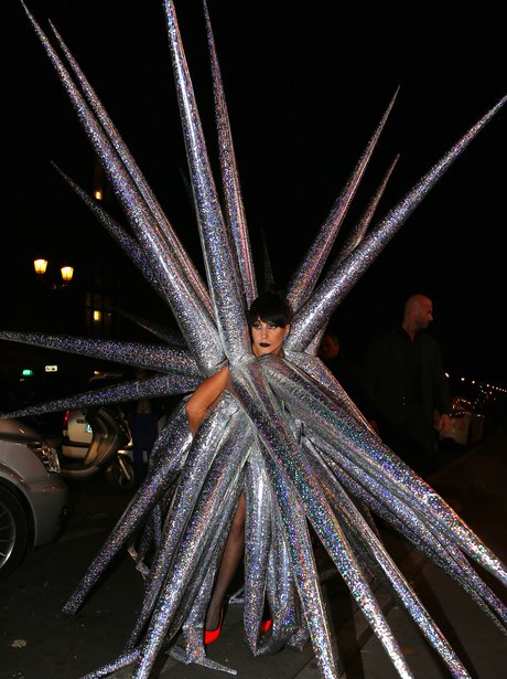 Lady Gaga wearing a spikey outfit 