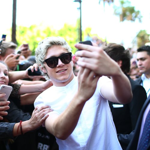 Niall Horan taking selfie with fans