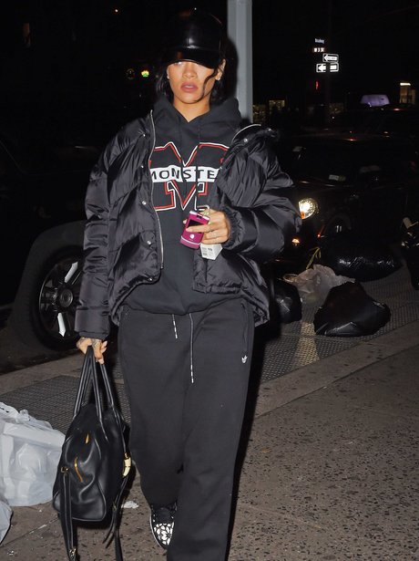 Rohanna wearing a tracksuit in New York 