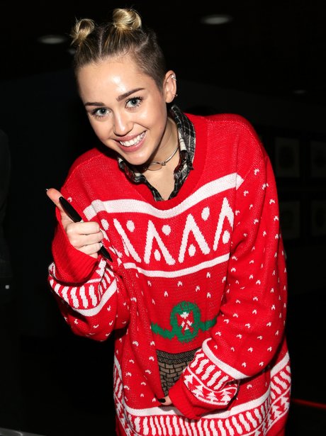 miley cyrus may not be a fan of clothes but even she can make an exception for a cheeky xmas jumper - Miley Cyrus Christmas miley cyrus may not be a fan of clothes but even she can make an exception for a cheeky xmas jumper - Miley Cyrus Christmas