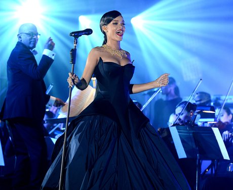 Rihanna performing at charity event