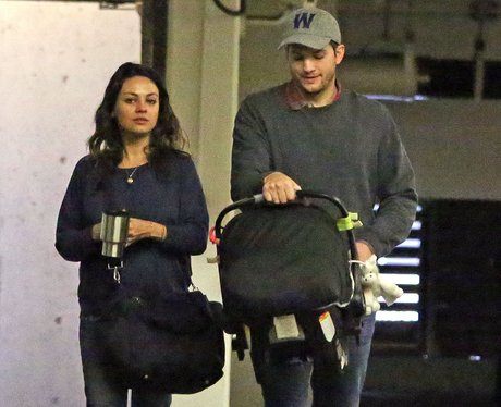 Mila Kunis and Ashton Kutcher with baby