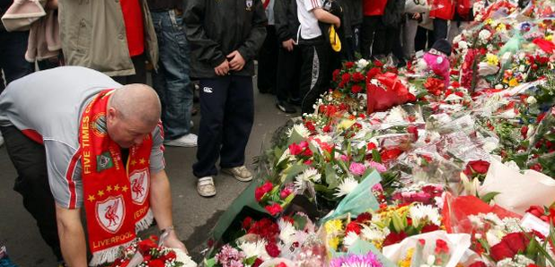 floral tributes to 96 Liverpol fans who died