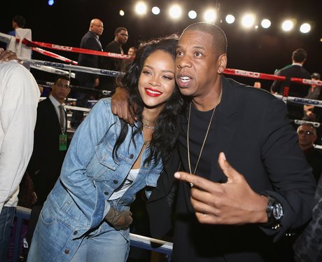Rihanna and Jay Z attend 2015 Throne Boxing Fight