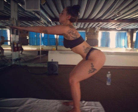 Lady Gaga doing yoga