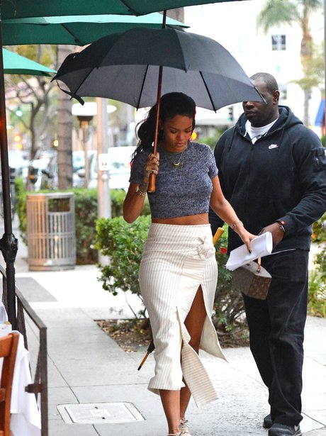 Rihanna with an umbrella