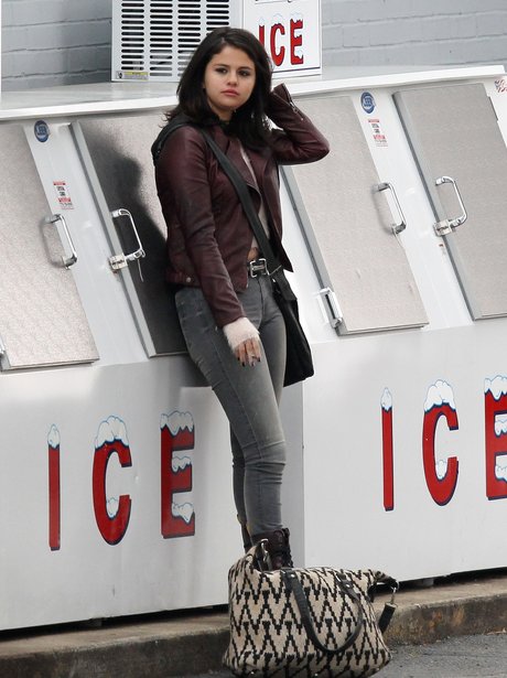 Selena Gomez on set