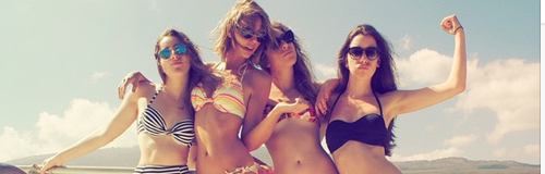 Taylor Swift and Haim wearing Bikinis