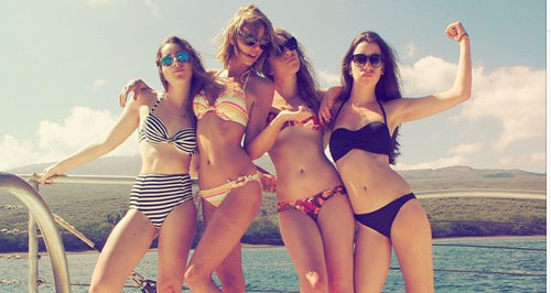 Taylor Swift and Haim wearing Bikinis