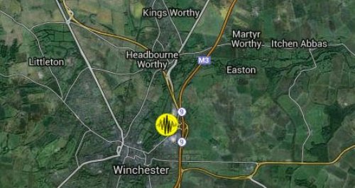 Winchester earthquake map