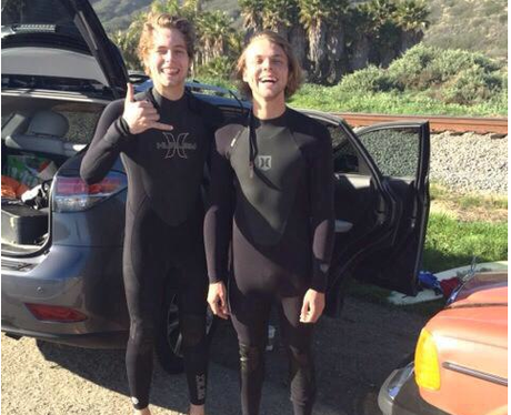 Luke and Ashton from 5SOS Surfing