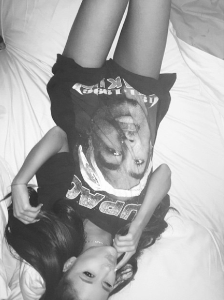 Ariana Grabde wearing Big Seans Clothes