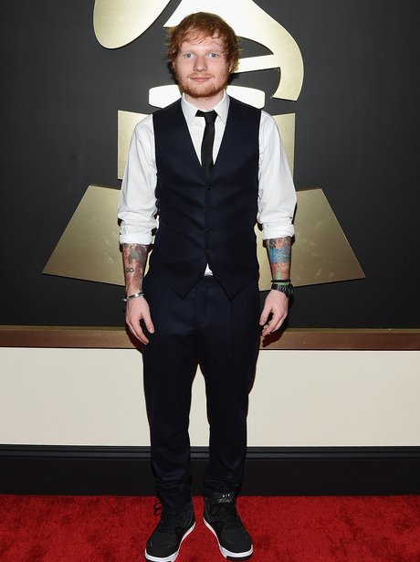 Ed Sheeran arrives at he Grammy Awards 2015
