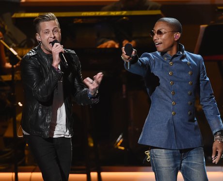 Ryan Tedder and Pharrell on stage