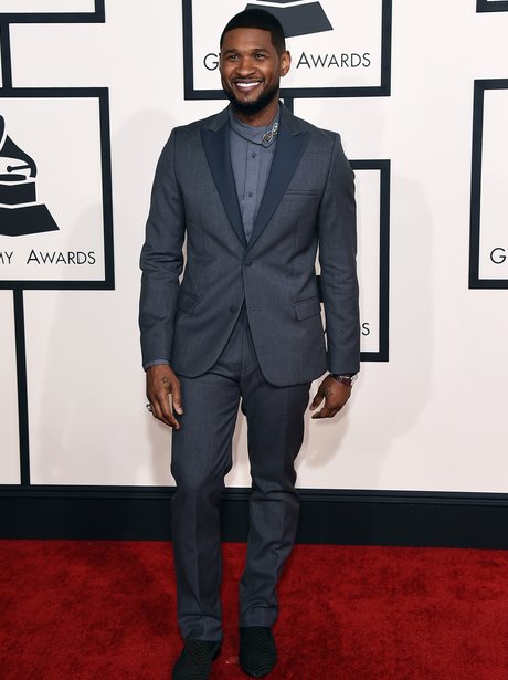 Usher arrives at the Grammy Awards 2015