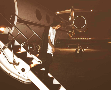 Justin Bieber on a private jet