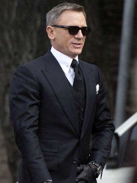 Daniel Craig on set filming Bond