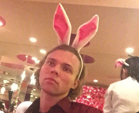 Ashto Irwin wearing bunny ears