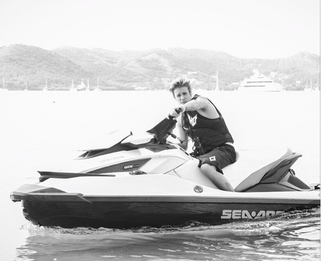 Justin Bieer on a jet ski
