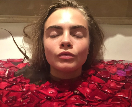 Cara Delevingne roses bath