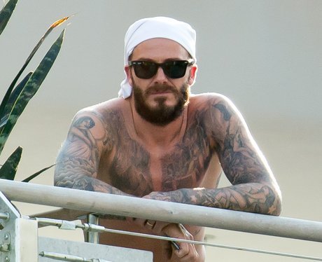 David Beckham topless