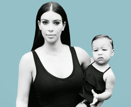 Kim Kardashian and North on Elle.com