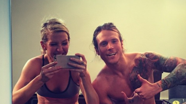 Ellie Goulding and Dougie Poynter in the gym 