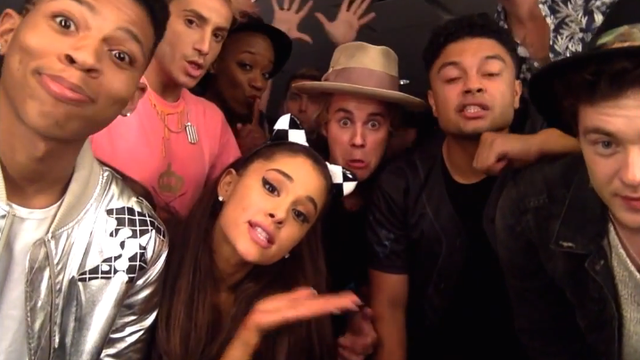 Justin Bieber and Ariana Grande lip sync video