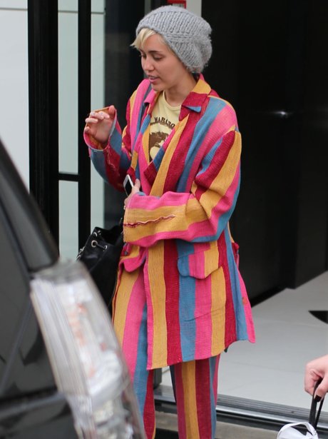 Miley Cyrus Striped Outfit