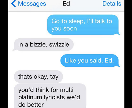 Taylor Swift Ed Sheeran Text Message