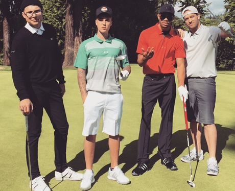 Justin Bieber playing golf