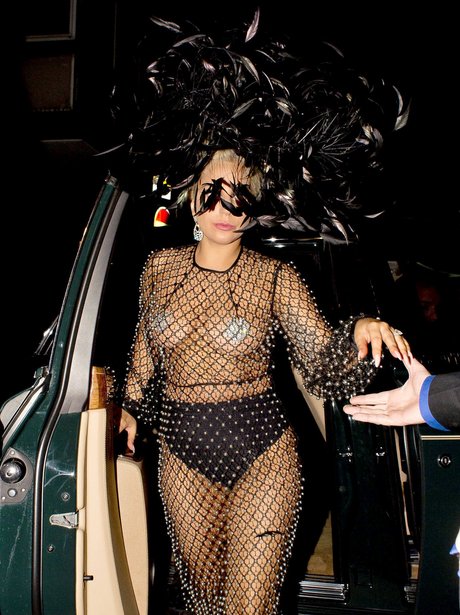 Lady Gaga wearing a sheer outfit 